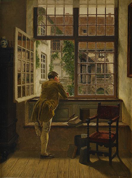 Interior with a boy at a window